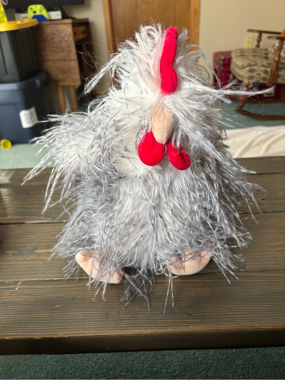 Plush Gray Chicken Toy with Red Comb - Brand: - Picture 3 of 9